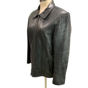 Large Adler Collection Womens Black Lamb Skin Zip Up Coat Jacket